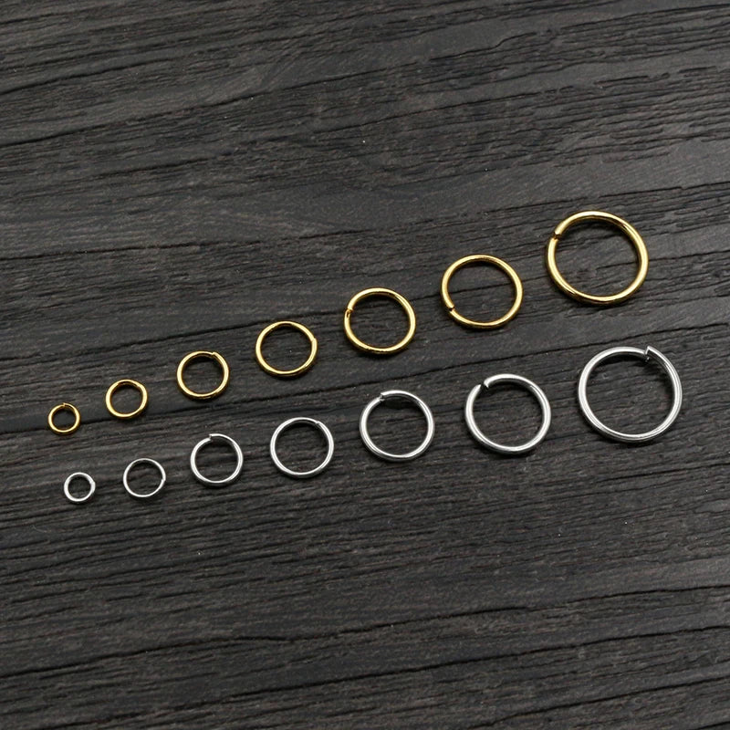 3/4/5/6/7/8/10mm Stainless Steel Gold Color Split Jump Rings DIY
