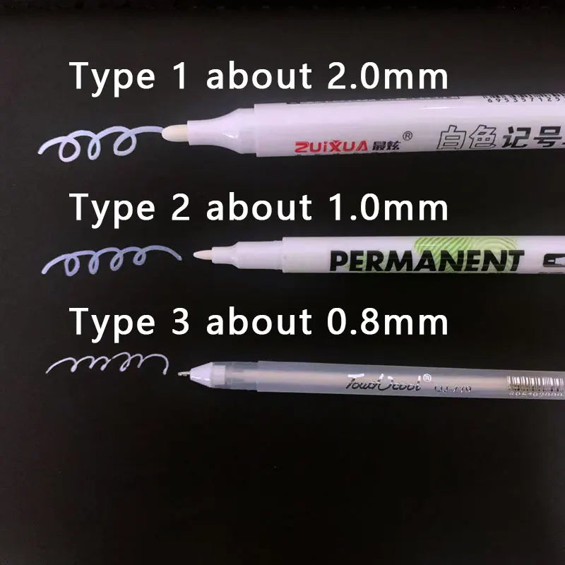 White Waterproof Oil-Based Marker Pens 2.0mm