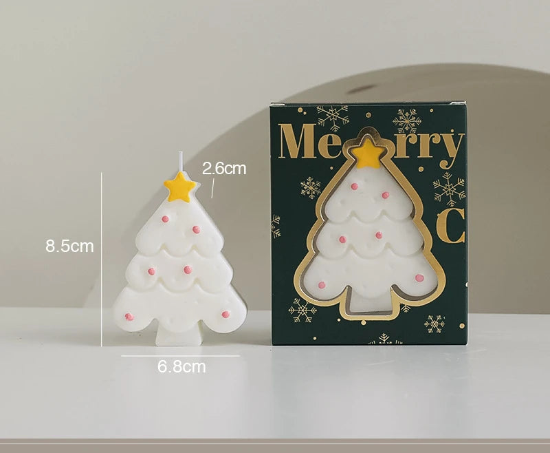 Christmas Scented Candle with Box Mini Christmas Tree Shape Fragrance Candle Home Decor Candle Gift for Friends Women Souvenir