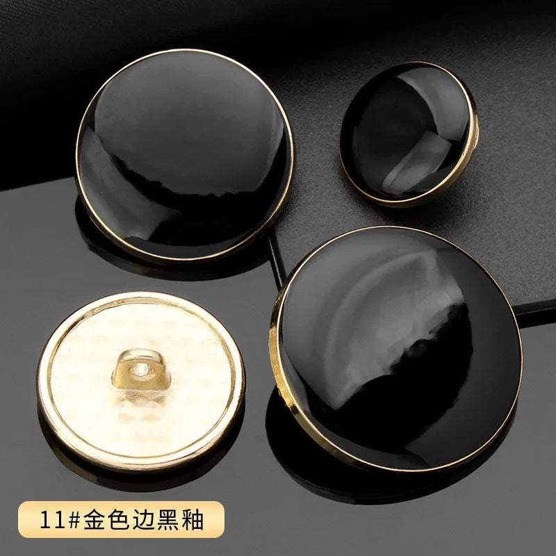 Vintage Gold Black Round Metal Shank Buttons for Diy Craft Handmade Clothing Coat Suit Sweater Scrapbooking Sewing Supplies