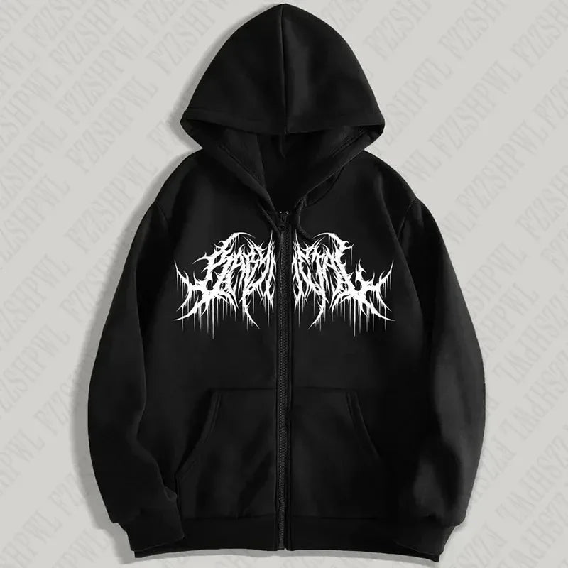 Y2K Zip-Up Hoodie Gothic