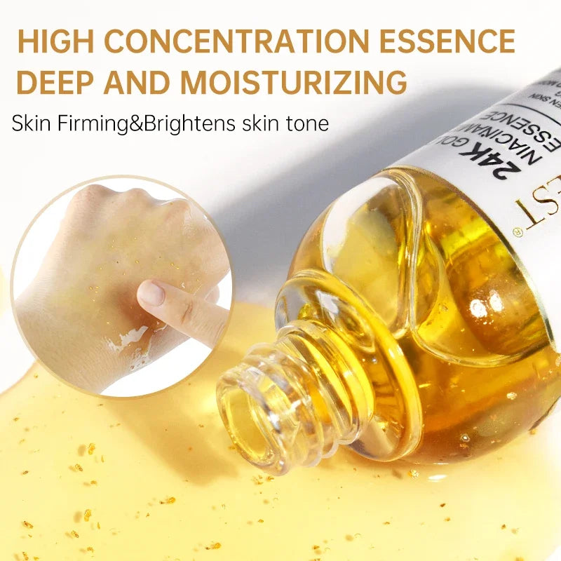 AUQUEST Niacinamide Face Serum Whitening Dark Spot Remover 24K Gold Serum Hyaluronic Acid Anit-Wrinkle Facial Serum Skin Care