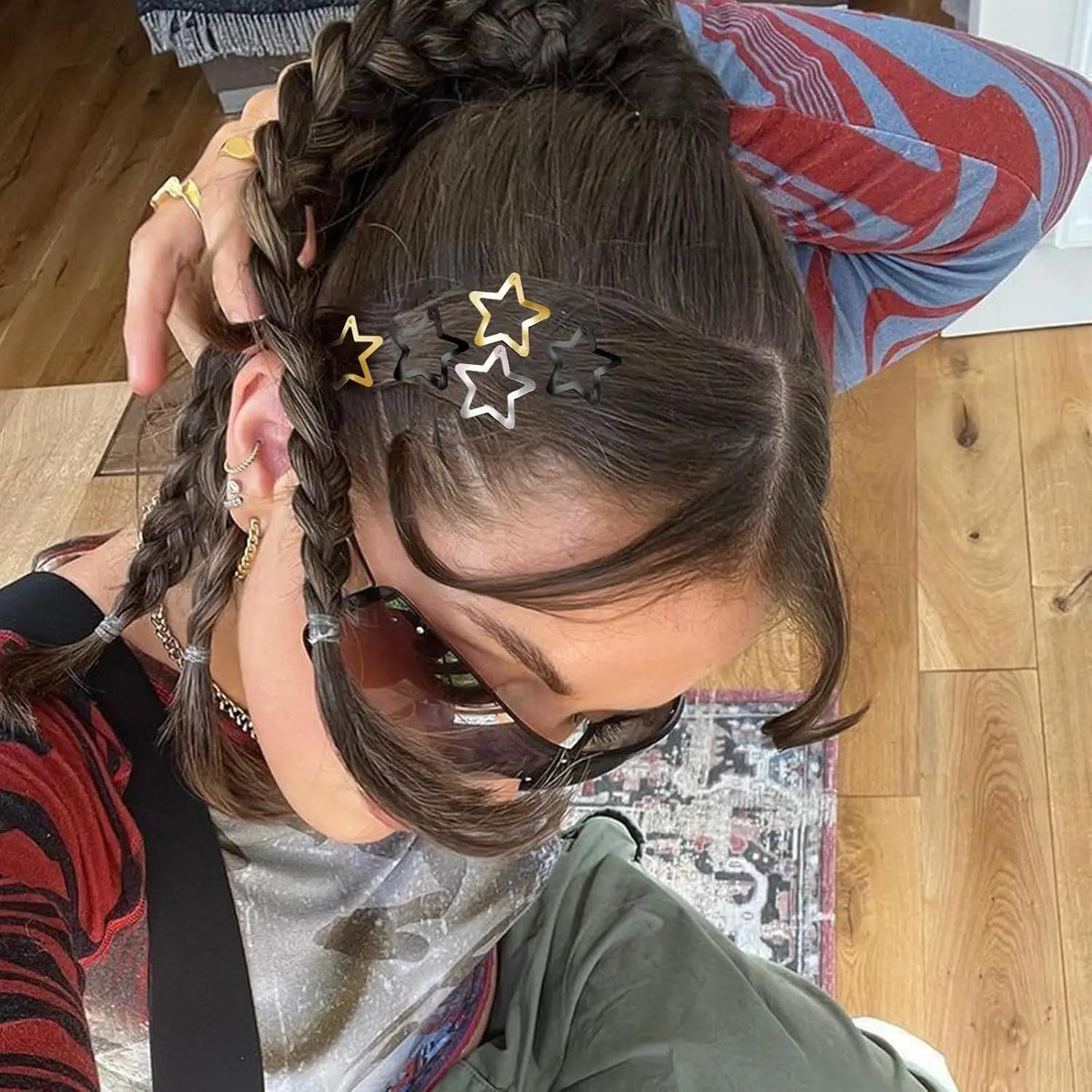 12/50pcs Star Hair Clips 2000s Y2K Snap Hair Barrettes Non Slip