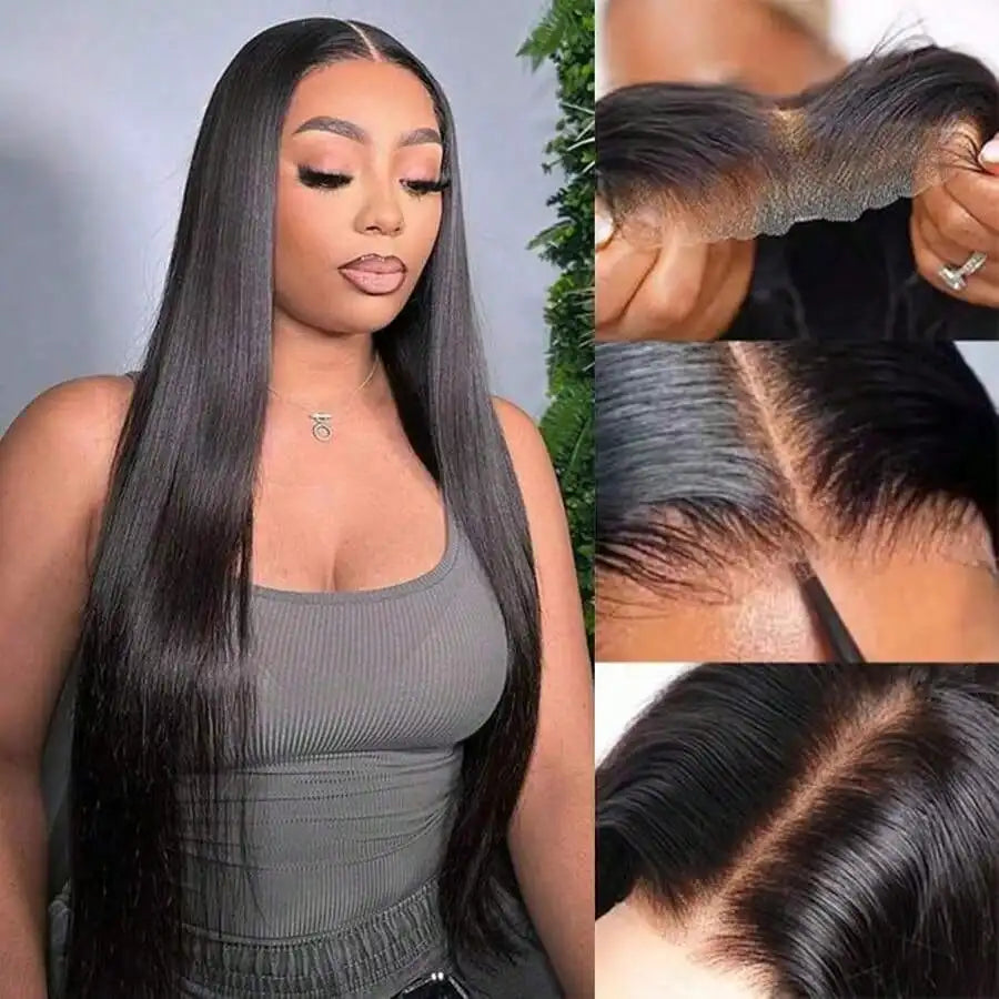30 Inch 220 Density Bone Straight Human Hair Wig 13x6 13x4 HD Transparent Lace Frontal Pre Plucked With Baby Hair Wigs for Black Women