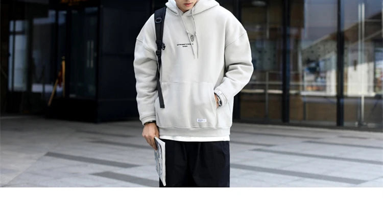 Japanese Streetwear High Quality Hip Hop Thin Fleece Hoodie Men Clothing Harajuku Casual Sweatshirt Korean Couple Pullover Male