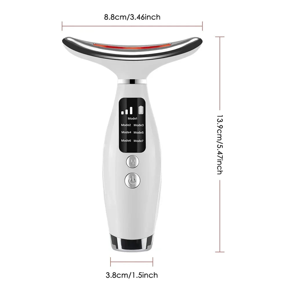 Neck Face Lifting Massager 7 Colors Light LED Photon Therapy Skin Tighten Wrinkle Remove Heating Vibration Massage Beauty Device