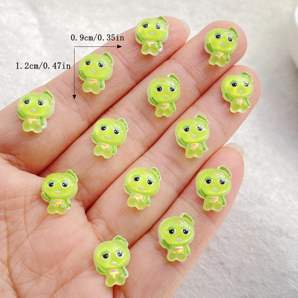 50Pcs Mixed Nail Art Resin mini Cartoon Green Frog Charms Rhinestones DIY Craft For Nail 3D Decorations Jewelry
