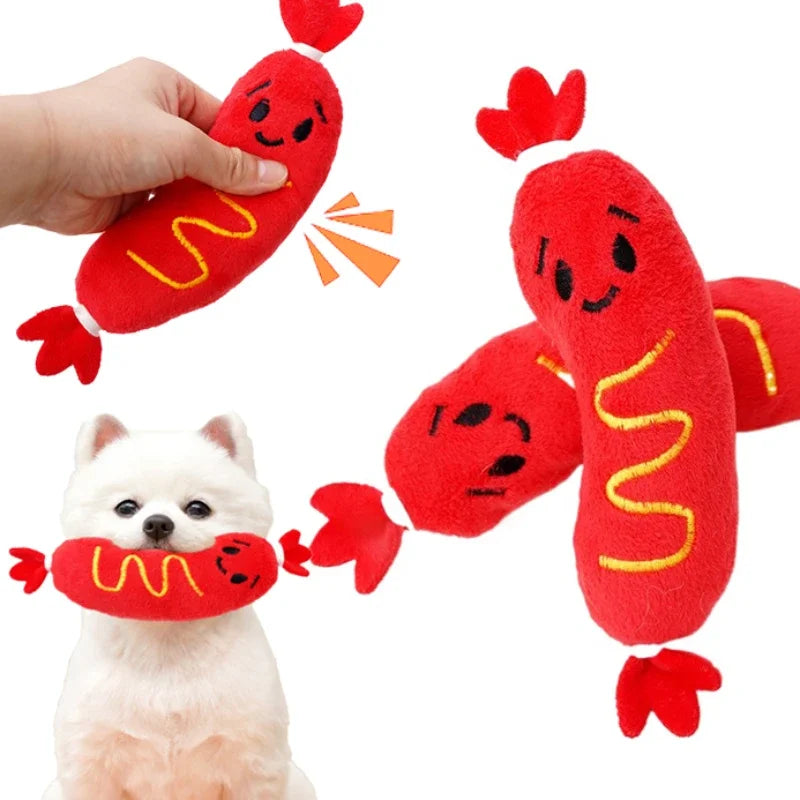 Dog Sound Plush Toy Hot Dog Chewing Toy Pet
