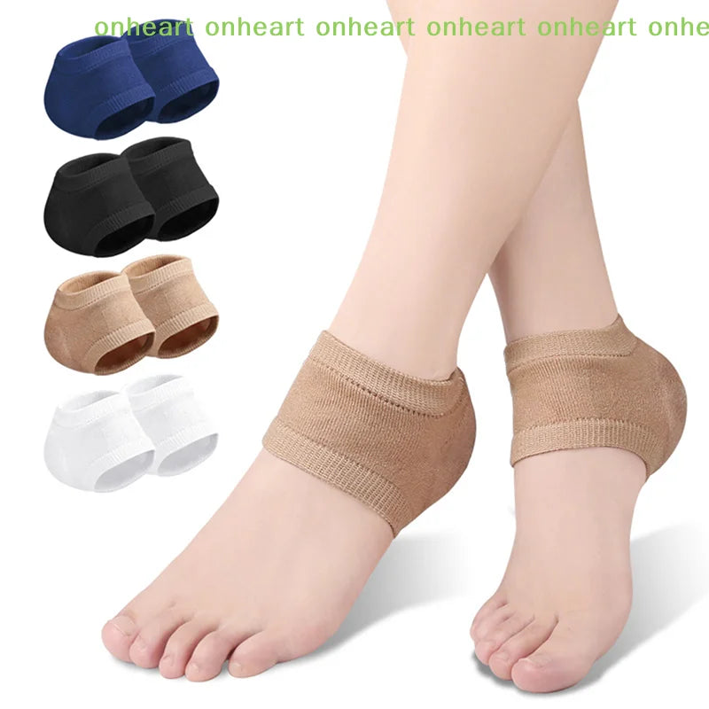 Heel Cups Plantar Fasciitis Support Feet Care Skin Repair Cushion Half-yard Socks Gel Silicone Heel Protector Sleeve Heel Pads