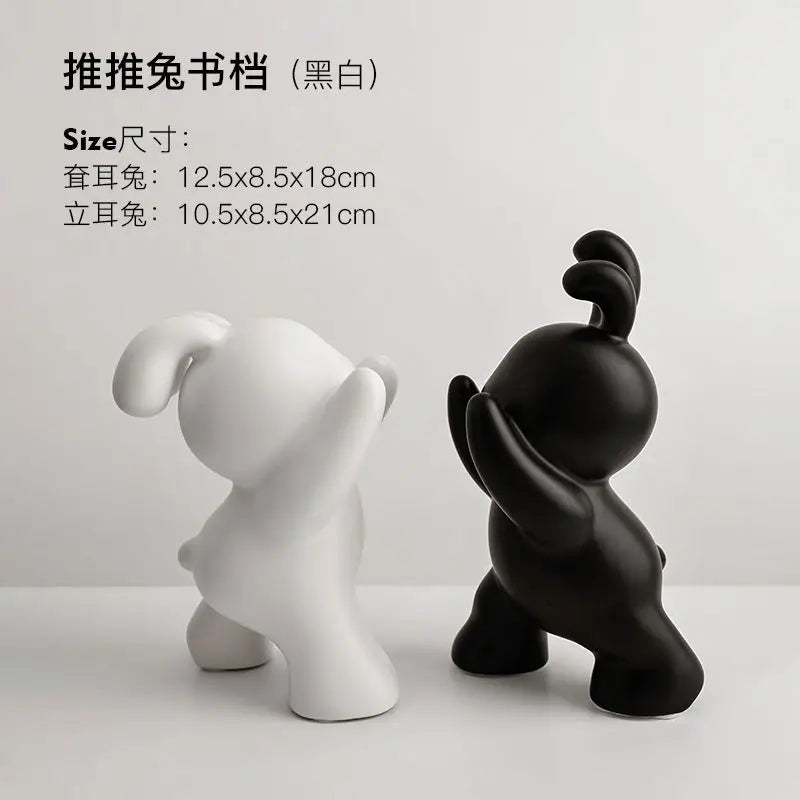 1 pair desk organizer Creative Rabbit Bookend Ceramic Ornament Desktop book holder Cute Gift simple nordic style book organizer