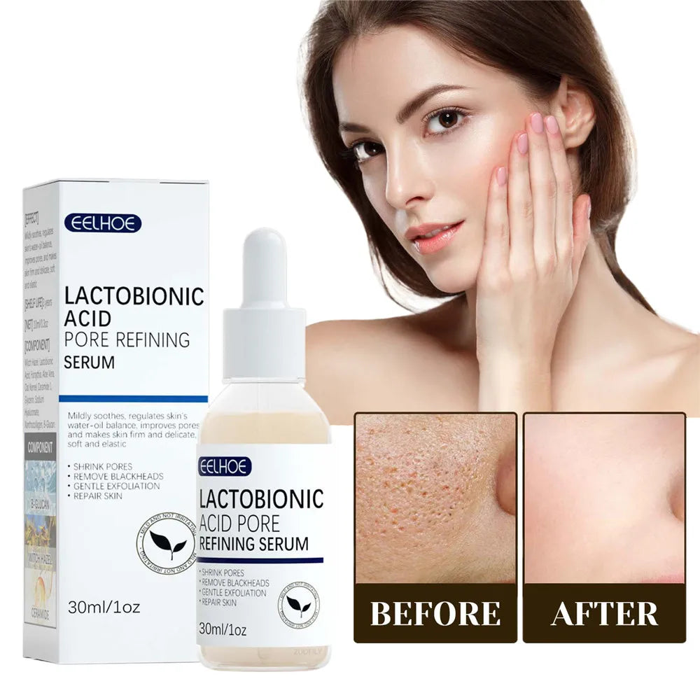 EELHOE Lactobionic Acid Pore Shrink Face Serum Skin Repair Clean Blackheads Acne Skin Care Lasting Moisturizing Korean Cosmetic