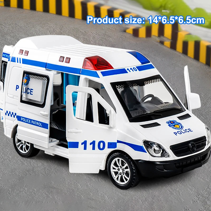 1:24 Die-Cast Ambulance Toy, Pull-Back