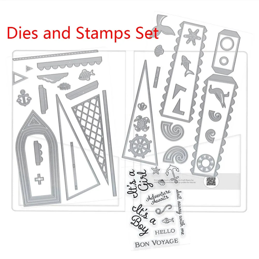 New Sail Away Boat Box Die Set Metal Cutting Dies DIY Scrapbooking Album Embossing Petal Perfection Gift Cuts Crafts Decoration