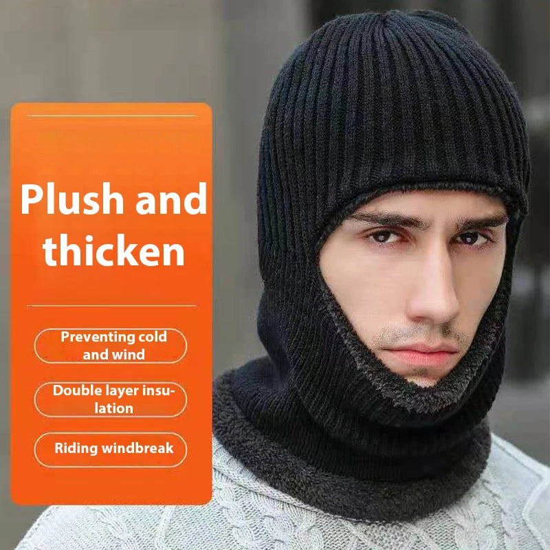 Winter Kintted Thicken Balaclava Full Face Mask Windproof Warm Outdoor Cycling Ski Hat Women Men Coldproof Running Earmuffs Hat