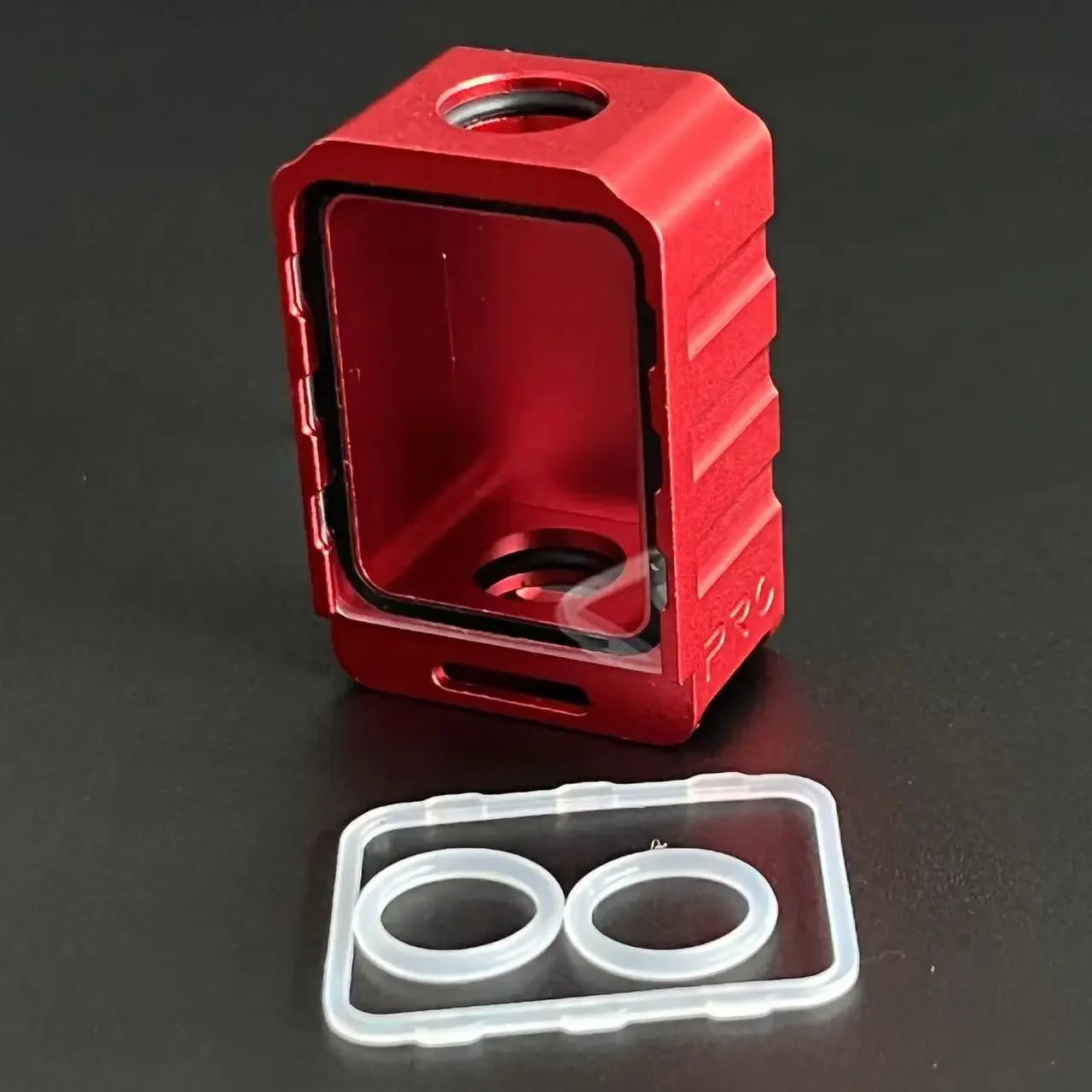 Colorful Aluminum/Acrylic 39mmx26mmx16.5mm Desk Organizer Box BORO with Glass Cover Billet Storage O Rings Holders Accessories