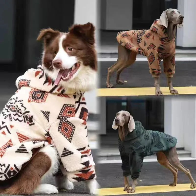 Hooded Dog Coat Winter Warm Thicken Hoodies for Medium Large Dogs, Cold Weather Pet Clothes thermal Sherpa Fleece Dog Sweatshirt