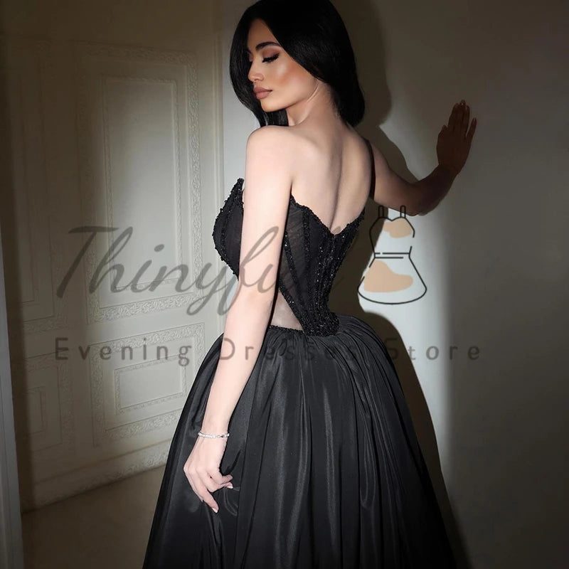 Thinyfull Formal A-Line Prom Evening Dresses Saudi Arabia Sweetheart Beadings Party Dress Sexy Cocktail Prom Gowns Customized