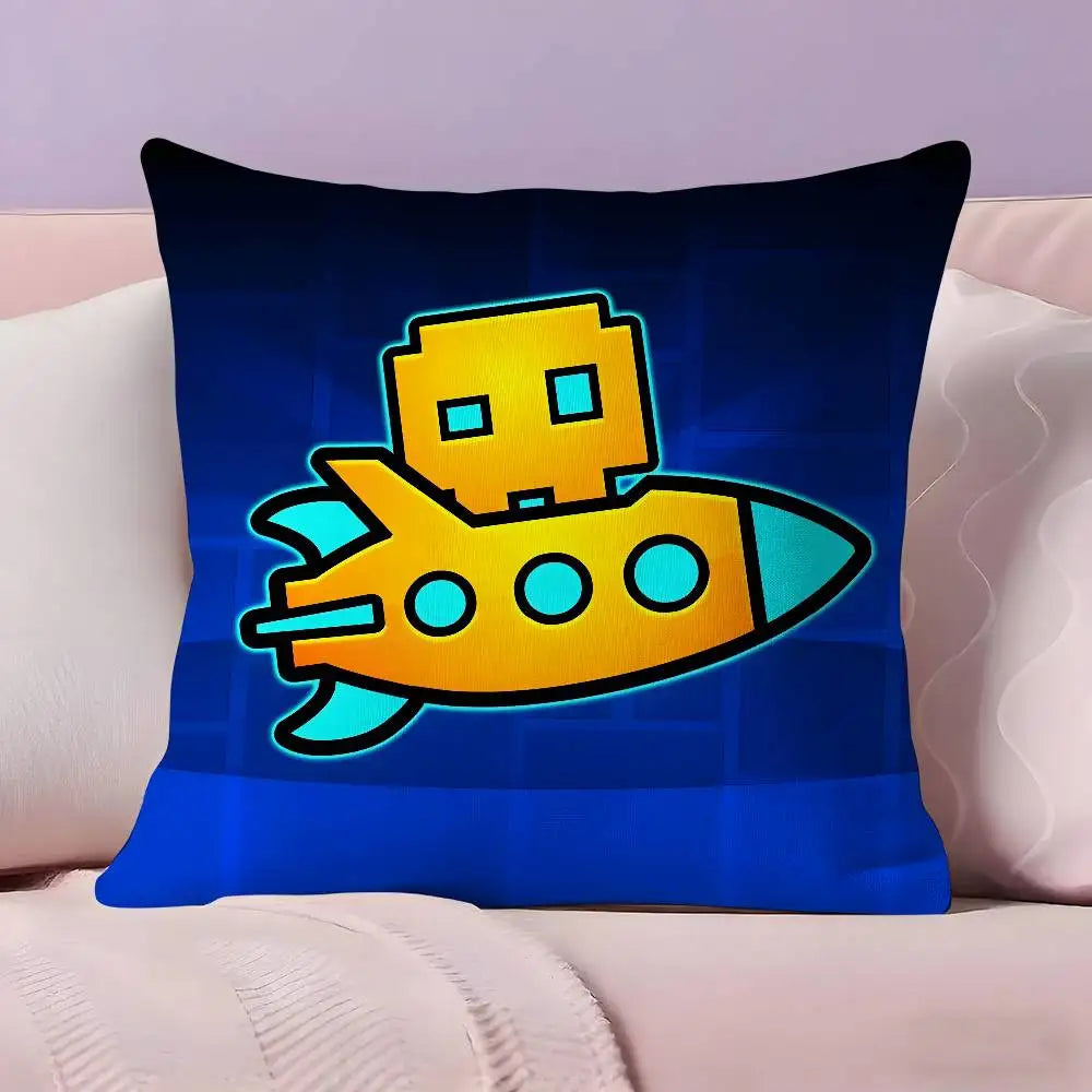 MUSIC Game Geometry Dash Pillow Case Ultra Soft Skin Friendly Fabric Cloud Like Comfort & Concealed Zipper