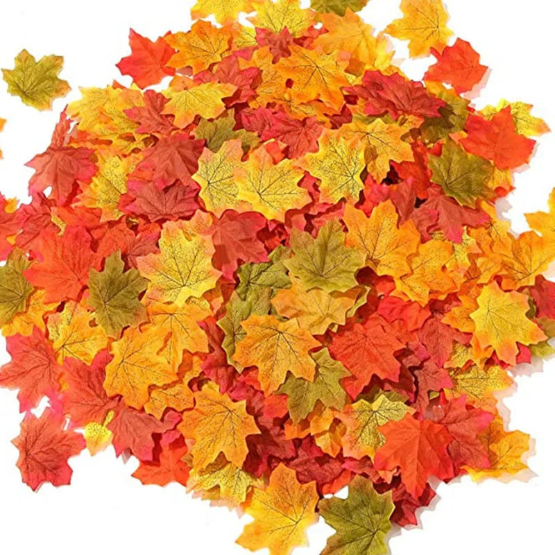 50/100/200Pcs Artificial Maple Leaves Autumn Silk Fall Leaf
