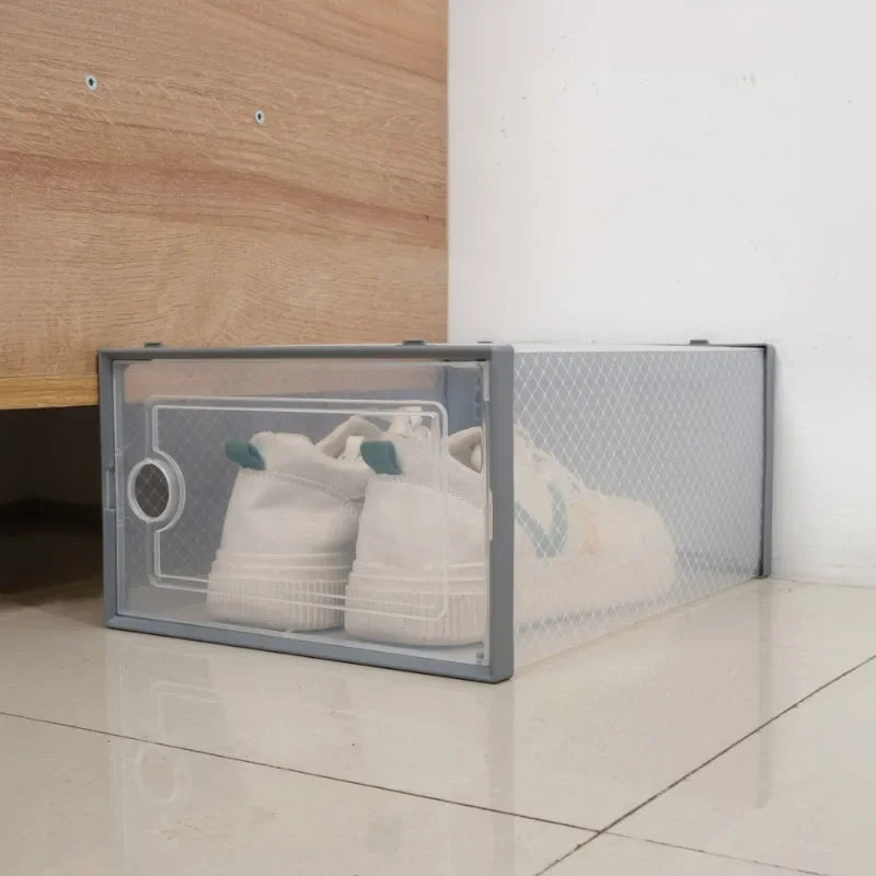 Home Household Home Storage Use 6 Pack Transparent Shoe Box Thickened Foldable Dustproof Stackable
