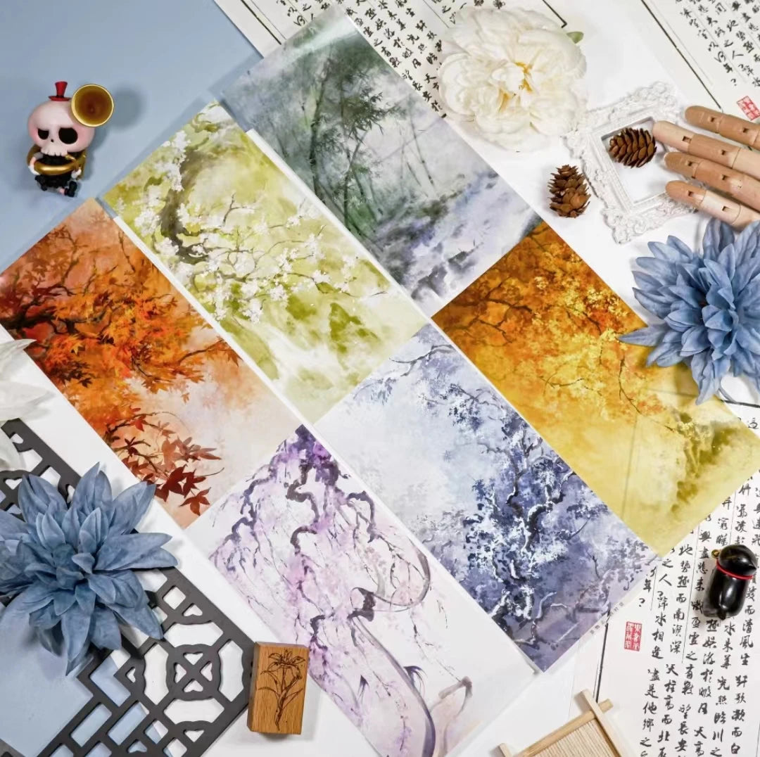 Scenic Waterfall/River,ancient Style Landscaping Washi Pet Tape Roll