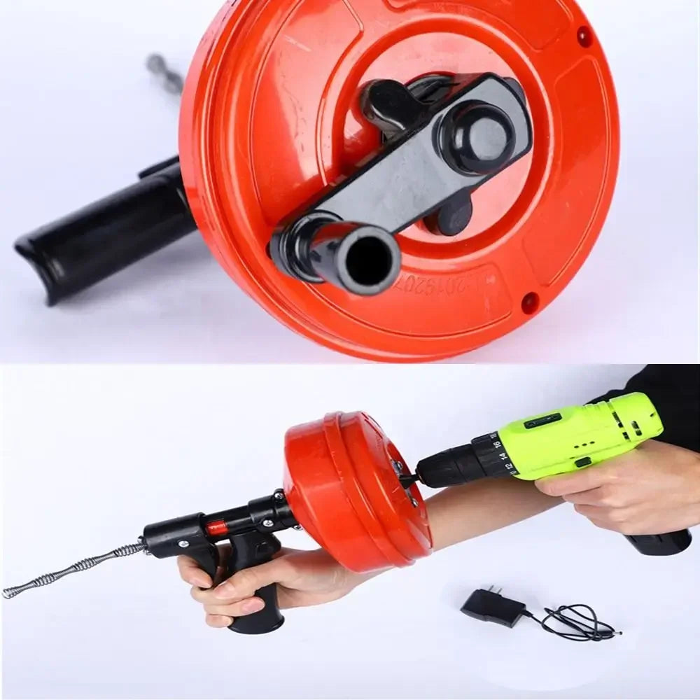 Professional Drain Snake Auger Flexible Plumbing 5-10m Length Drain Clog Remover Quickly Manual/Electric Pipe Dredging Machine