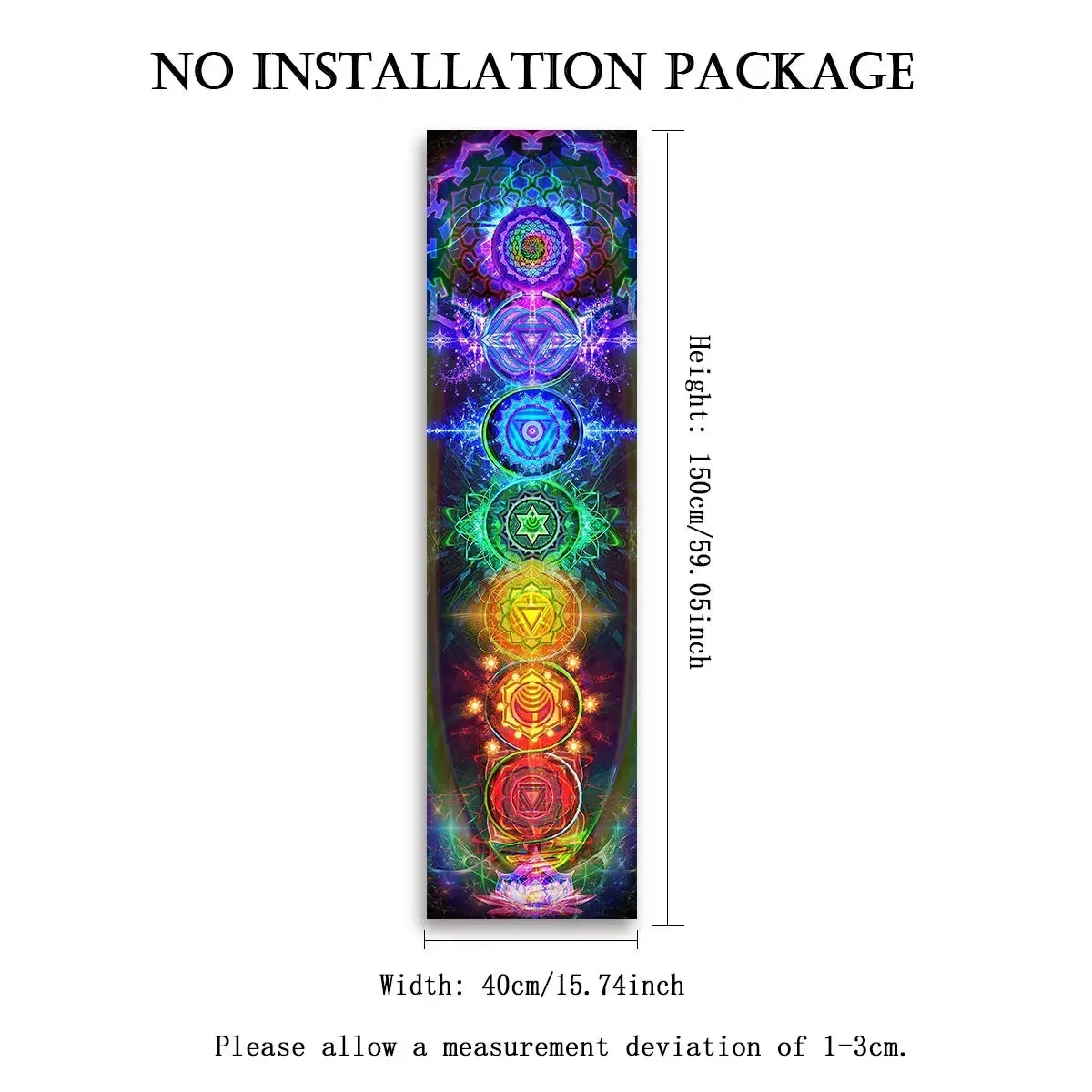 VIKAMA Seven Chakra Vertical Tapestry Rainbow Energy Wall Decor for Yoga Studio Meditation Space Wall Hanging Home Decoration