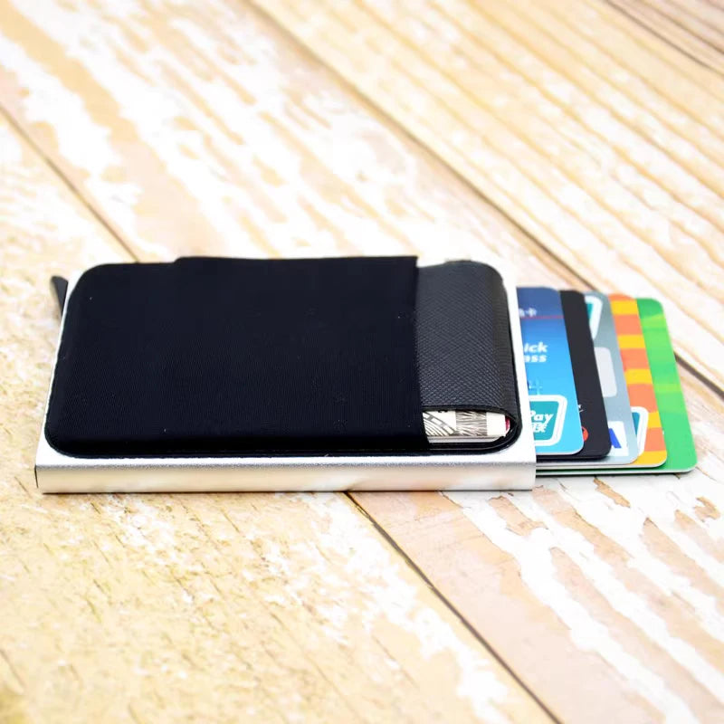 Anti-theft Aluminum Single Box Smart Wallet Slim RFID Fashion Clutch Pop-up Push Button Card Holder Name Card Case bank card bag
