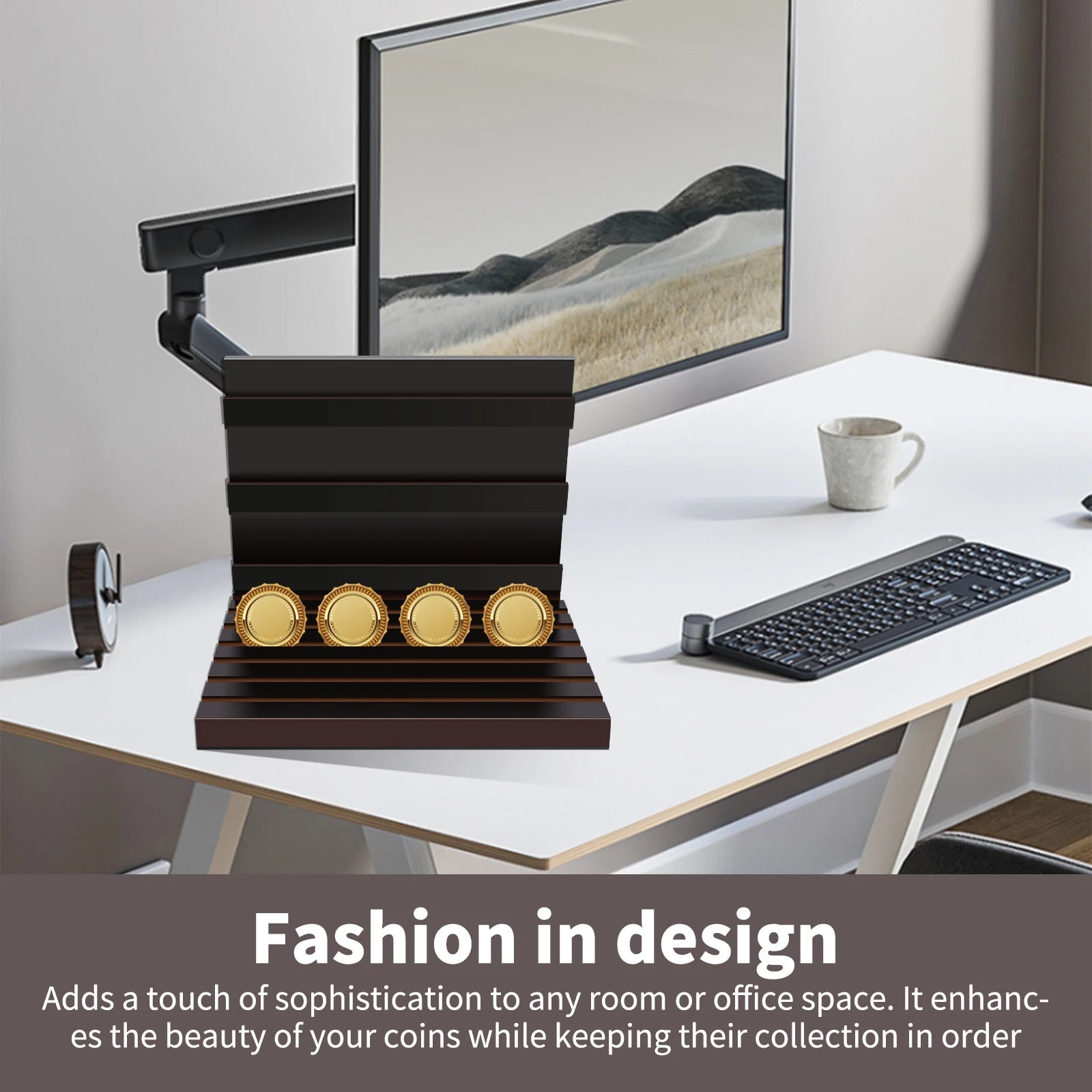 Coin Display Stand Wooden Commemorative Coin Display Rack Versatile Coin Shelf Coin Holder Desk Organizer For Collectors