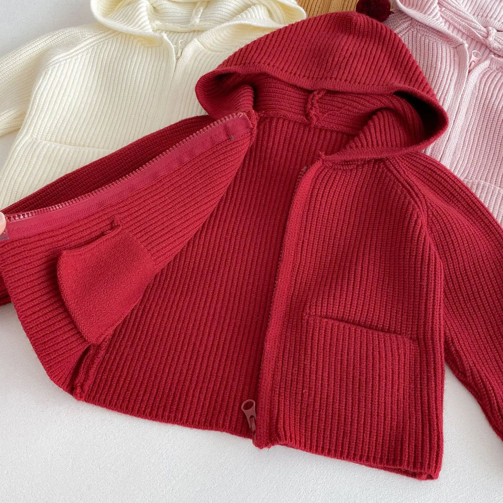 Autumn Baby Girls Hoodie Jacket Kids Sweater Long Sleeve Knitted Cardigan T-Shirt Children Tops Zipper Sweatshirt Child Coat