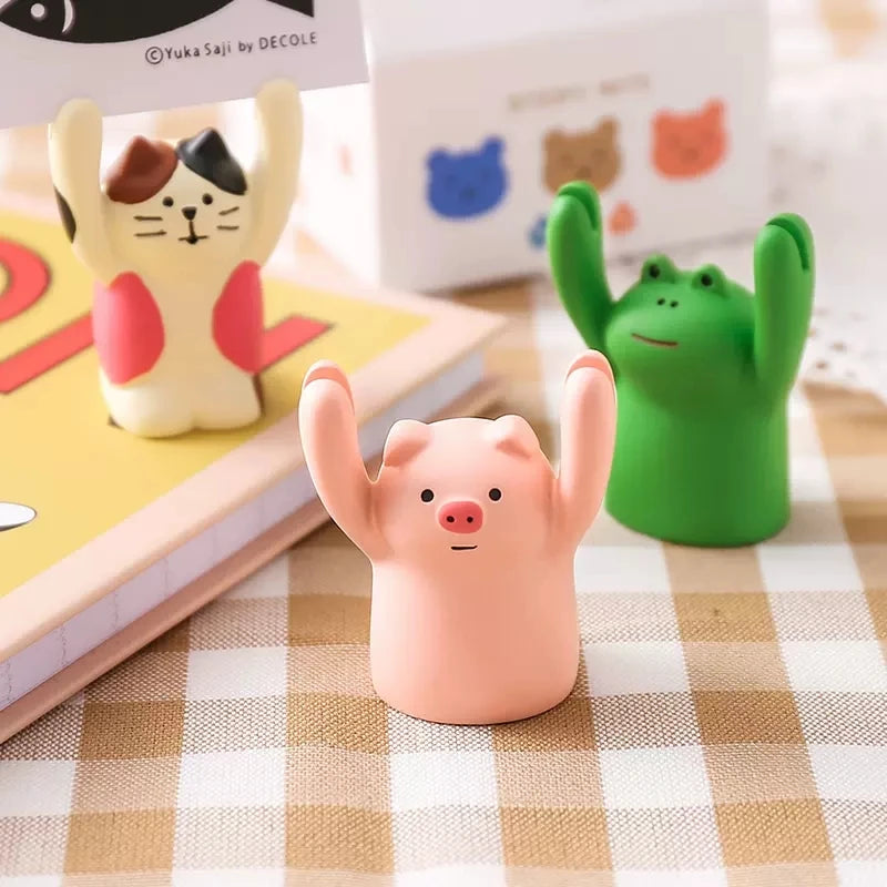 Cute Cartoon Memo Clips Kawaii Card Holder Message Note Photocards Holder Stand Desk Organizer Korean Stationery Office Supplies