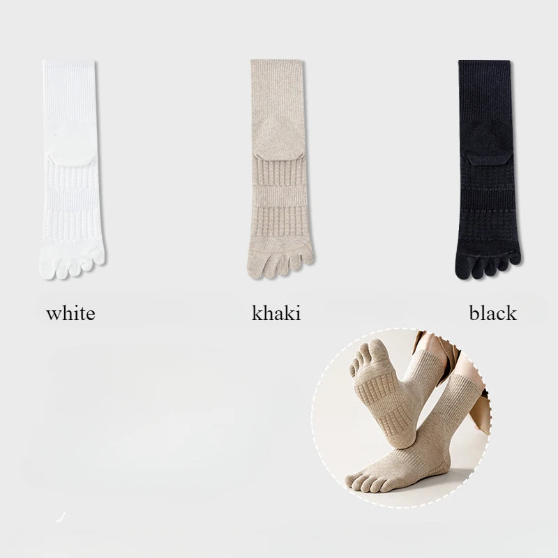 3 Pairs Five Finger Socks Men Anti-slip Sports Athletic Crew Socks Men High Quality Cotton Toe Socks Basketball Middle Tube