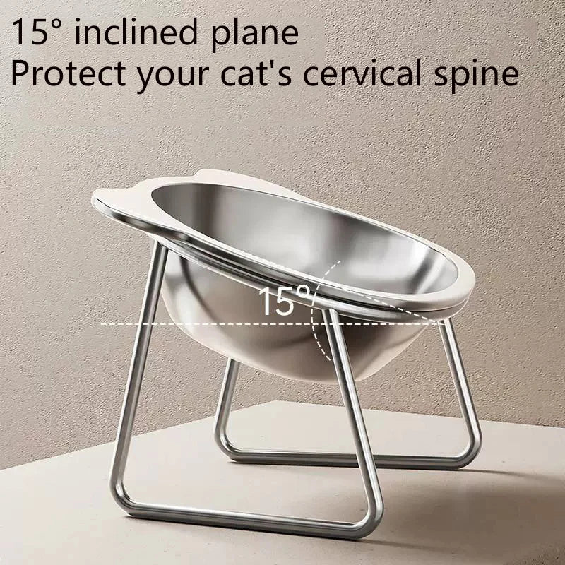 Booteely Tilted Cat Bowl Stainless Steel Cat Food Bowls with Metal