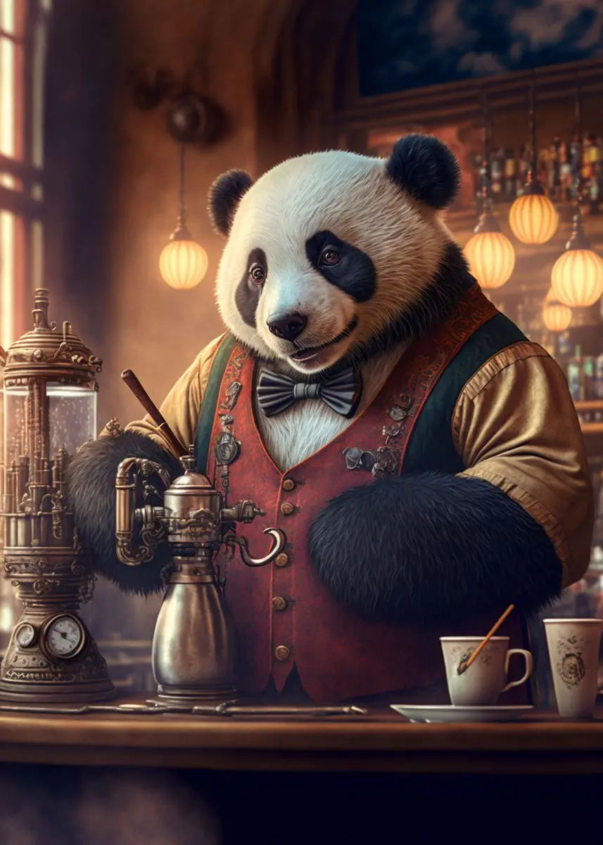 Cute Panda Blowing Bubbles Poster Graffiti Animals Art Print Canvas Painting Wall Pictures Living Room Room Home Decor Gift