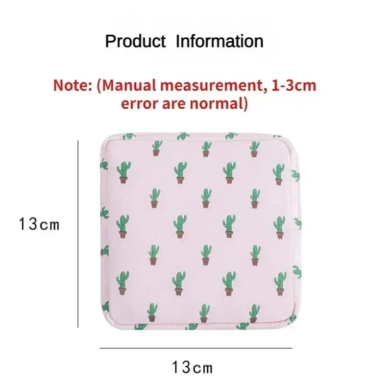 Women Girls Kawaii Napkin Sanitary Pads Bag Pouch Organizer Cosmetic Makeup Tampon Bags Cute Travel Gadgets Lipstick Storage Bag