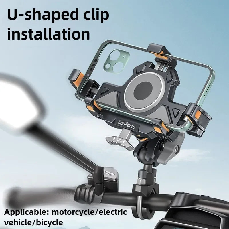 Metal Shockproof Motorcycle Phone Holder 4 Vibration Dampener 15W Wireless Charger Fast Charging Motorbike Bicycle Bike Stand