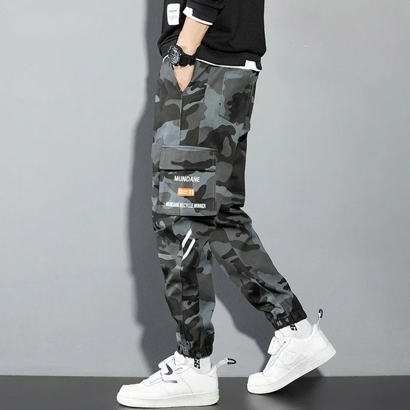 Black Cargo Pants Men Y2K Streetwear Casual Pants Green Plus Size