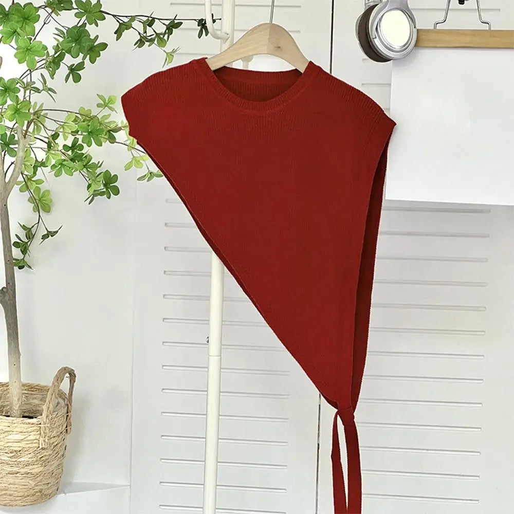 for Blouse Knitted Shawl Vest Solid Color Warm Triangle Beveled Edge Vest Clothing Accessories Polyester