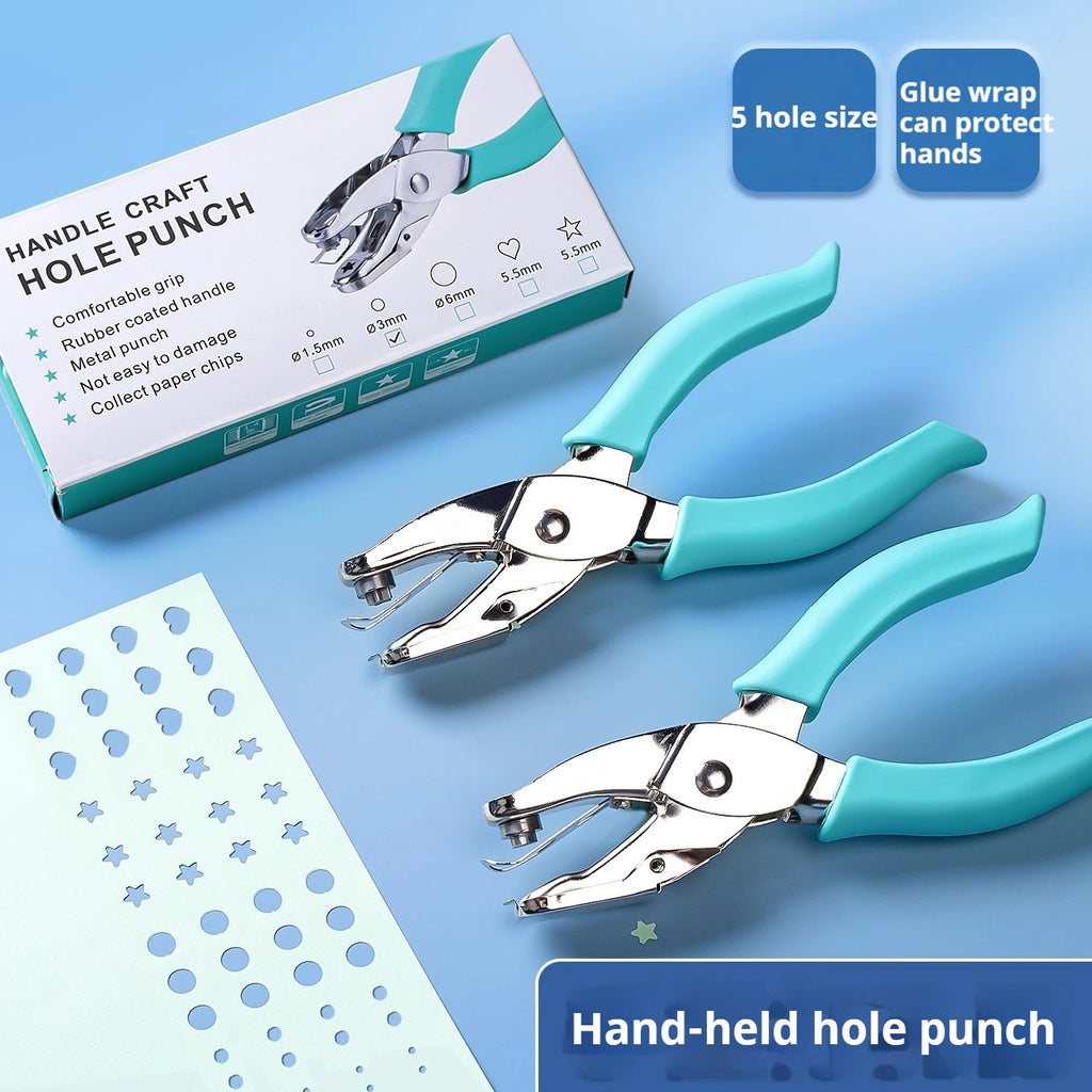Single Hole Punch 8 Sheet Capacity 1.5/3/6 mm Diameter Hole Puncher Hand Paper Scrapbooking Punches for Office School Supplies