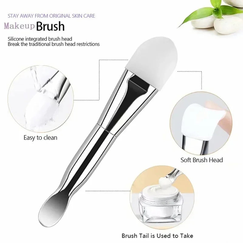 Dual-Use Silicone Facial Mask Brush with Soft Head And