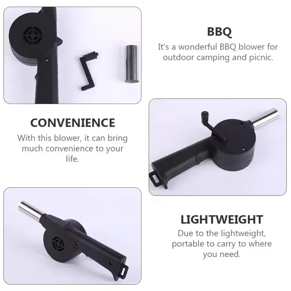 Outdoor Barbecue Fan Hand-cranked Air Blower Portable BBQ Grill Fire Bellows Tools Picnic Camping Accessories Barbeque