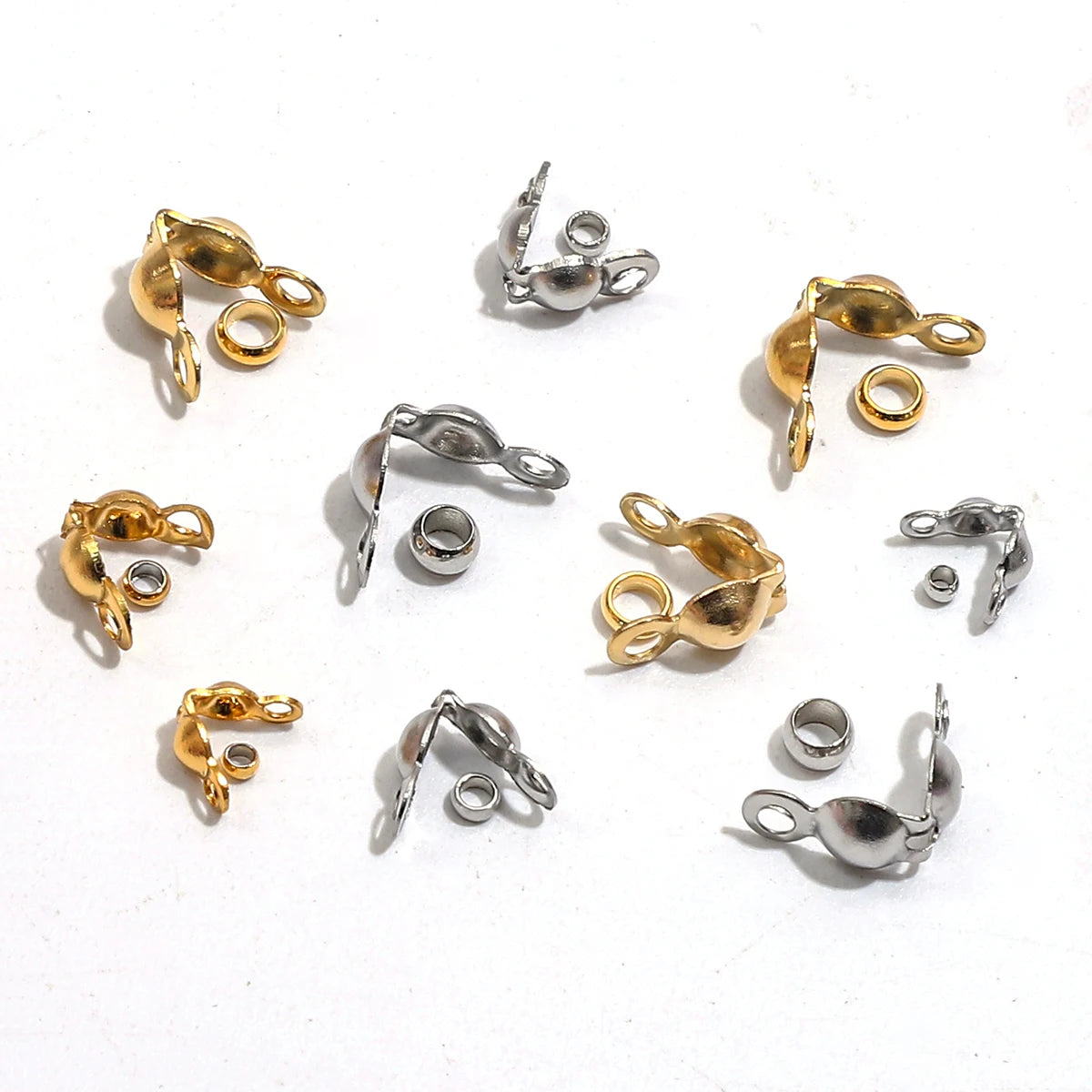 Lot Stainless Steel Gold Plated Connector Clasp Crimp End