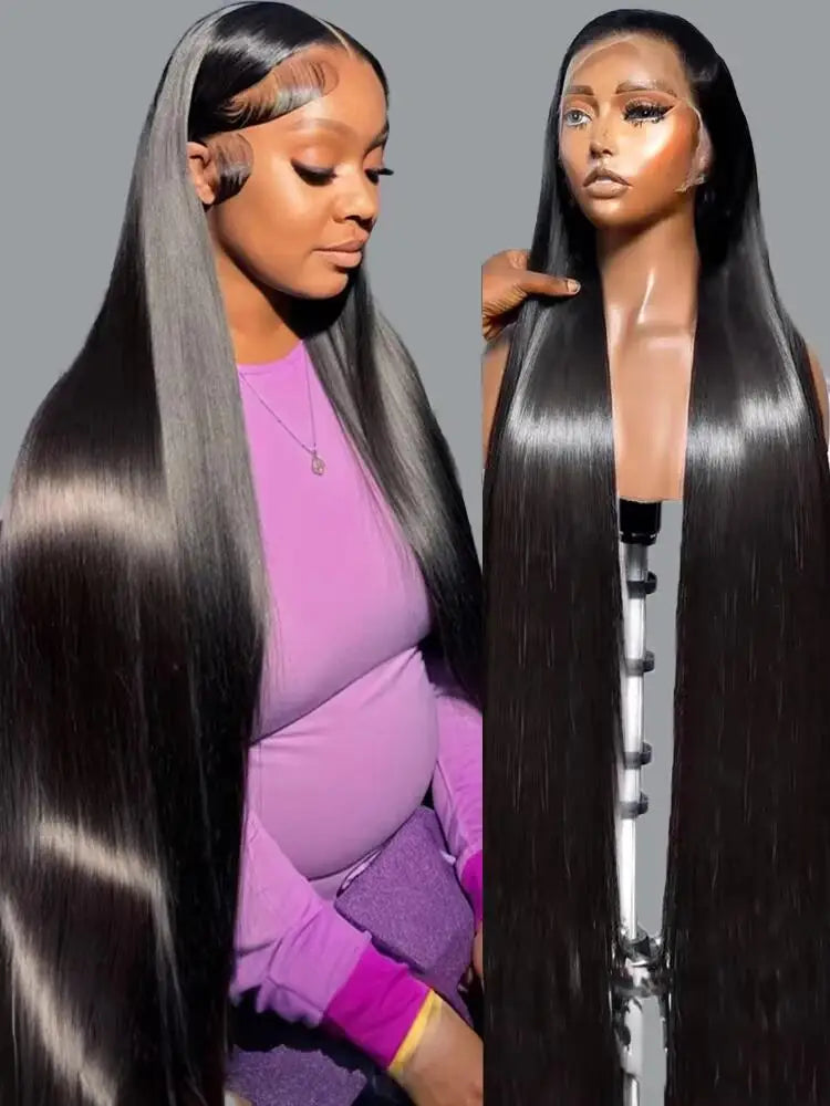 Long Bone Straight Human Hair Lace Front Wig