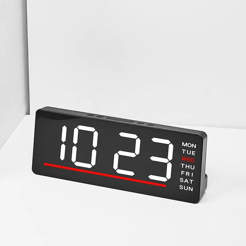 USB Powered Digital Alarm Clock TEMP Date Week Dual Alarm 5 Levels Brightness Snooze Table Clock 12/24H Night Mode LED Clock