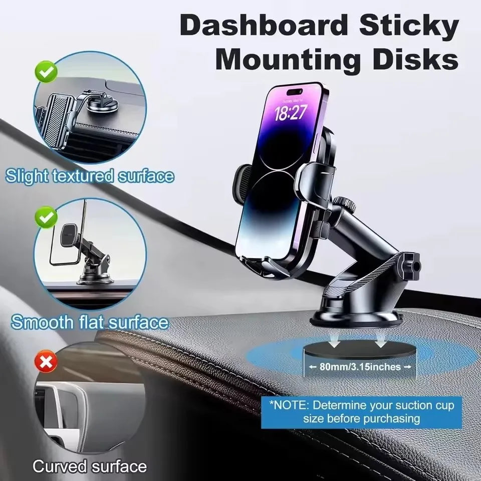 2/1PCS Car Phone Holder Stickers Suction Cup Adhesive Dashboard
