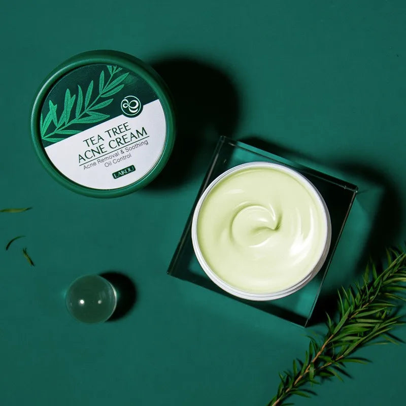 LAIKOU Tea Tree Serum 17ml Anti-Acne Cream 20g Cleanser 50g Plant Extract Refreshing Hydrating Moisturizing Skin Care Set Beauty