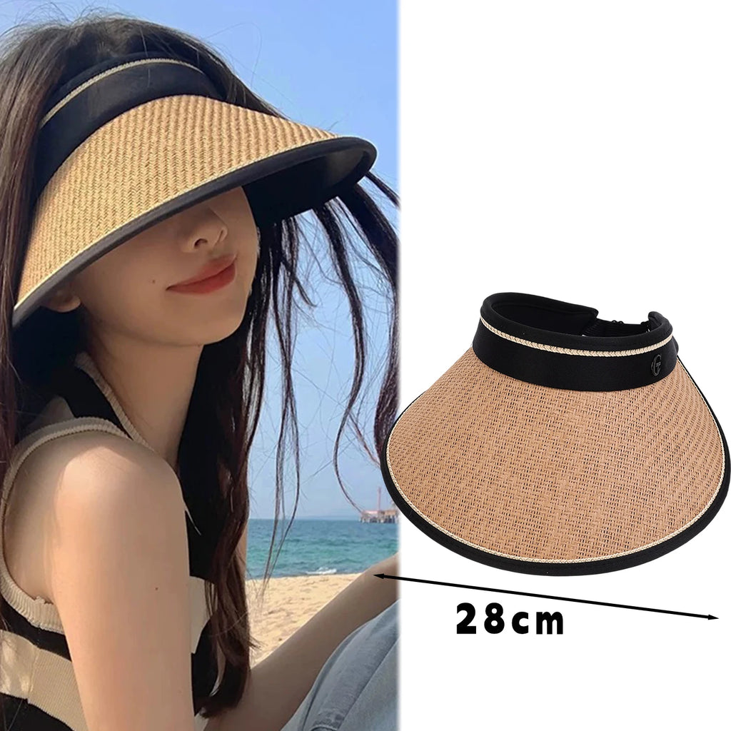 3 Colors Foldable Wide Brim Straw Sun Hats Portable UV Protection Cap Breathable Sunscreen Hat for Women Men Outdoor Beach Hat