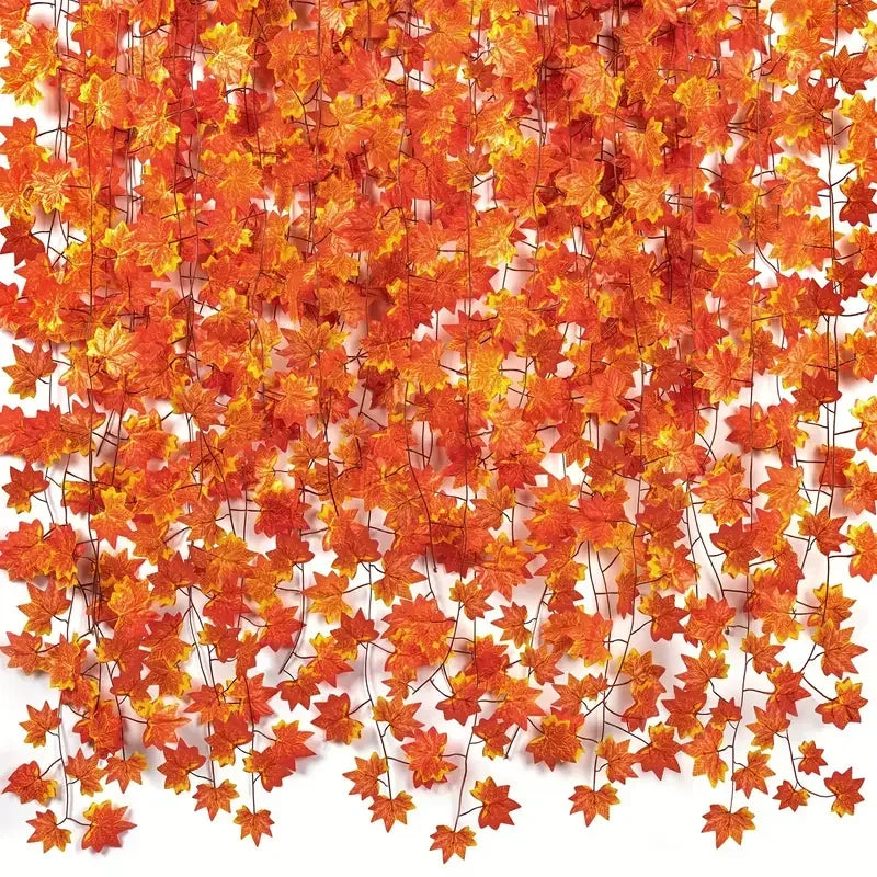 Fake Maple Leaf Garland Artificial Autumn Fall Hanging Vine