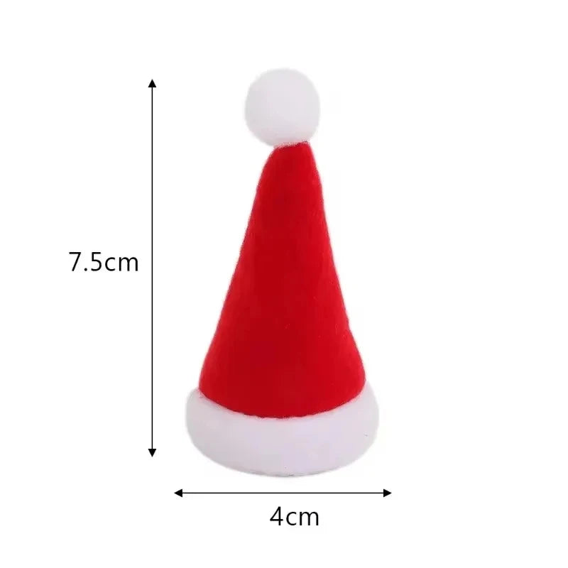 5-200Pcs Mini Santa Hat Non-Woven Fabric Lollipop Cap Christmas Wine Bottle Covers Xmas Bottles Holder Table Dinner Decorations