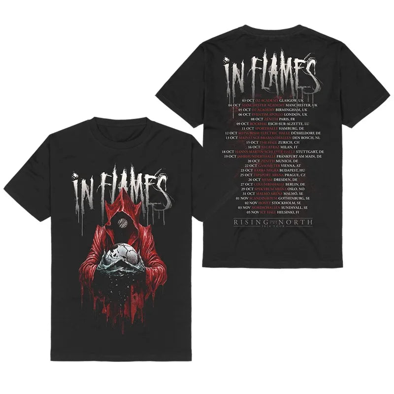 Y2k in Flames Band's Swedish Metal Rock Men's Short-sleeved Pure Cotton Printed T-shirt From An American/European Trendy Brand